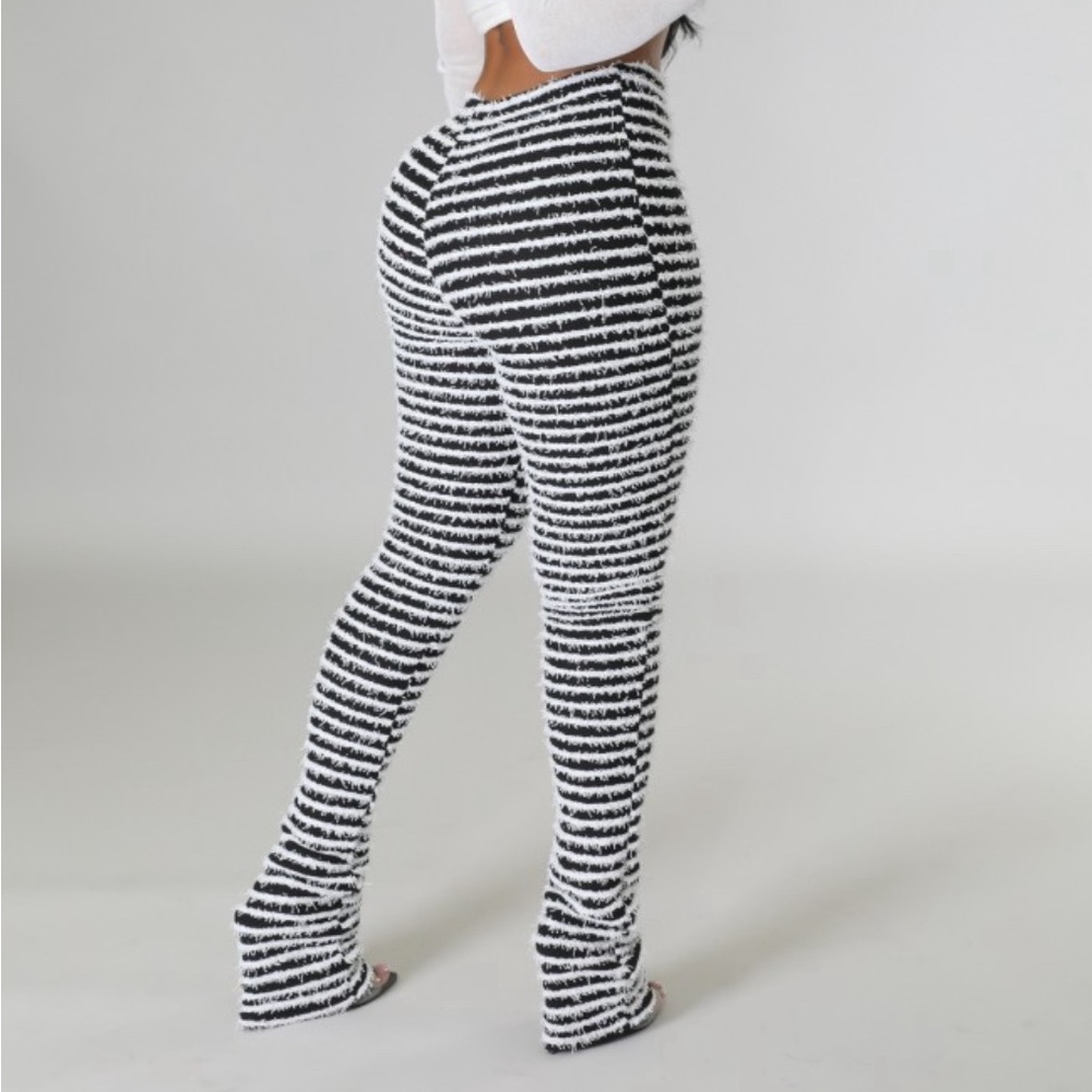 Fuzzy Striped IT Girl Pants ( STACKED )